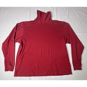Eddie Bauer Shirt Mens XL Red Long Sleeve‎ Mock Neck Pullover Tee 100% Cotton